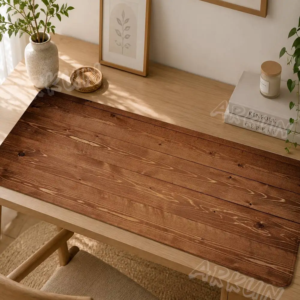 Vintage Brown Wood Grain Mouse Pad, Natural Wooden Plank Texture Desk Mat Retro Wooden Texture Desktop Decor