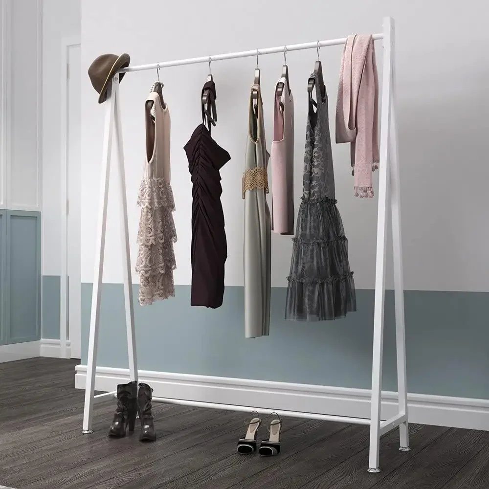 

White Metal Clothes Racks Garment Rack, Modern White Clothing Rack Free Standing Hanging Rod for Boutique Retail, Clothes Store