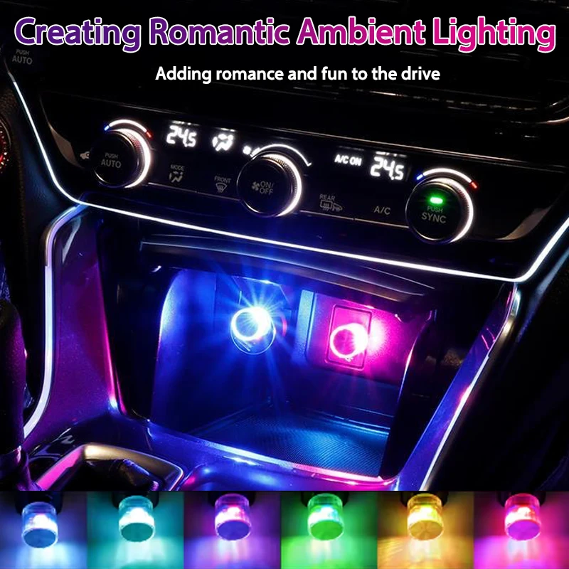 Car Mini USB LED Ambient Light Decorative Atmosphere Lamps for Interior Environment Auto PC Computer Portable Light Plug Play