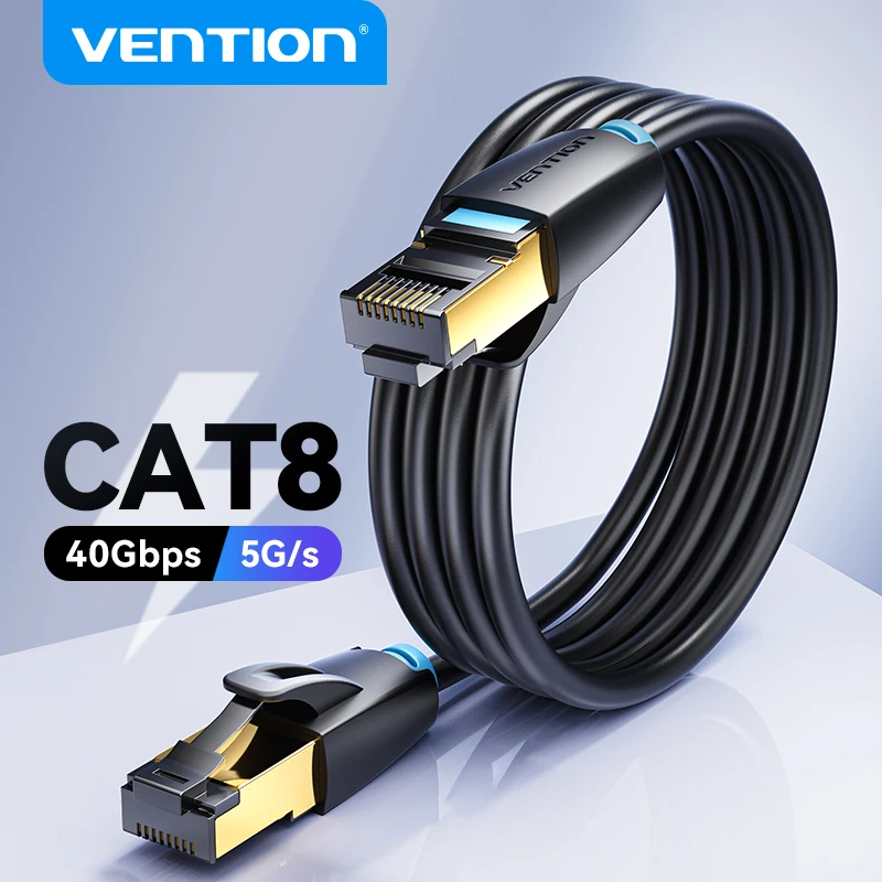 Vention CAT8 Ethernet Cable 40Gbps 2000MHz high speed CAT 8 Networking Internet Lan Cord for PC Laptops PS 5 4 Router RJ45 Cable