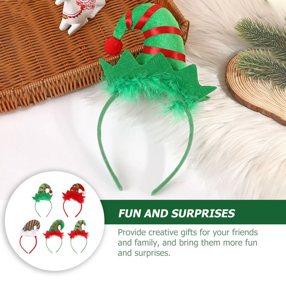 

5Pcs Funny Xmas Hair Hoops Creative Hat Headbands for Kids Holiday Party Xmas Festival Hair Ornaments Hat Headbands