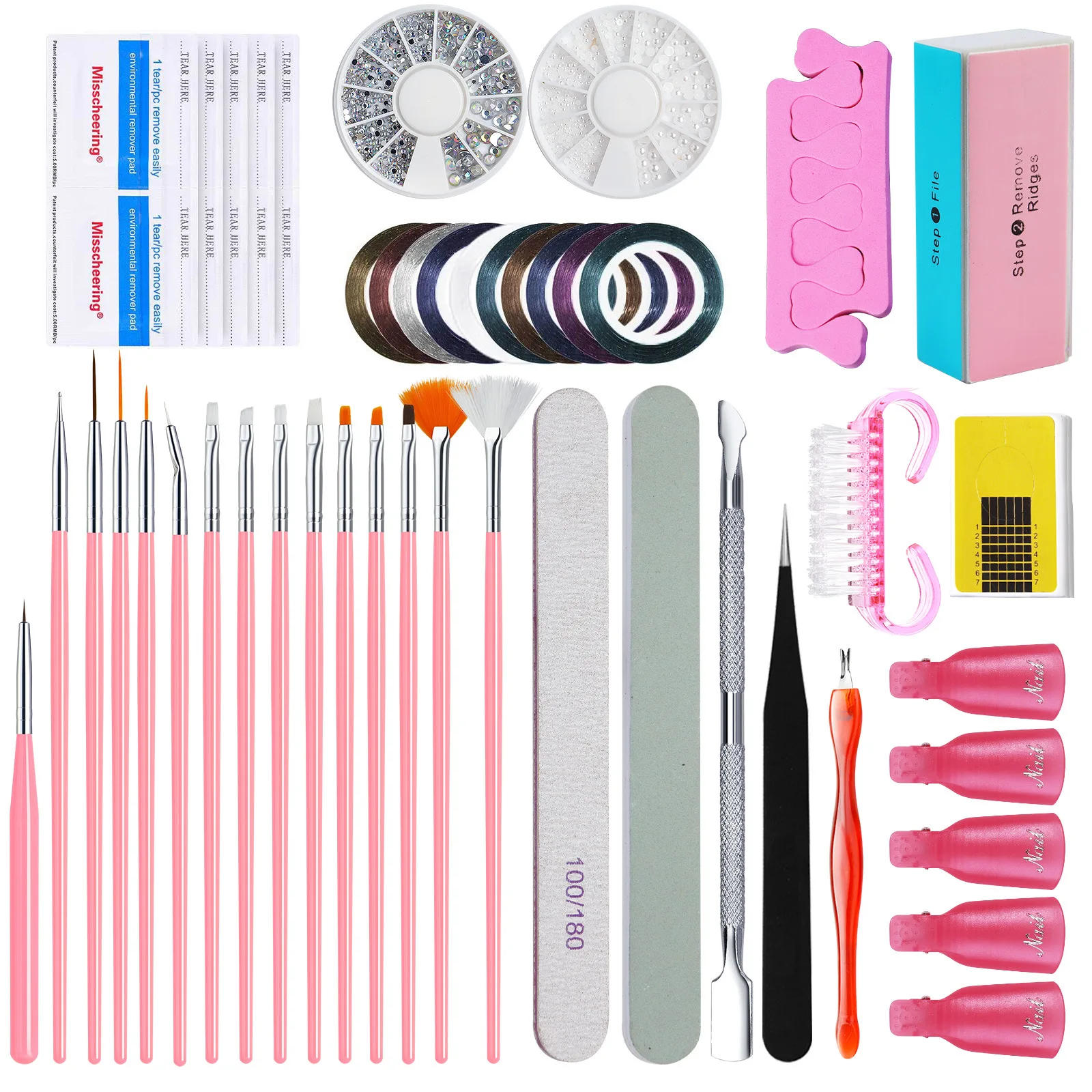 Nail Remover Tool Set Loading And Unloading Nail Clip Nail File Push 15 Sets