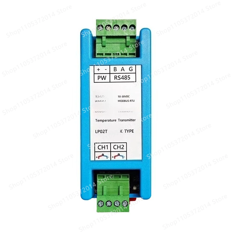 K-type thermocouple isolated temperature acquisition transmitter, din rail mount module, 2/4/8-channel input to rs485