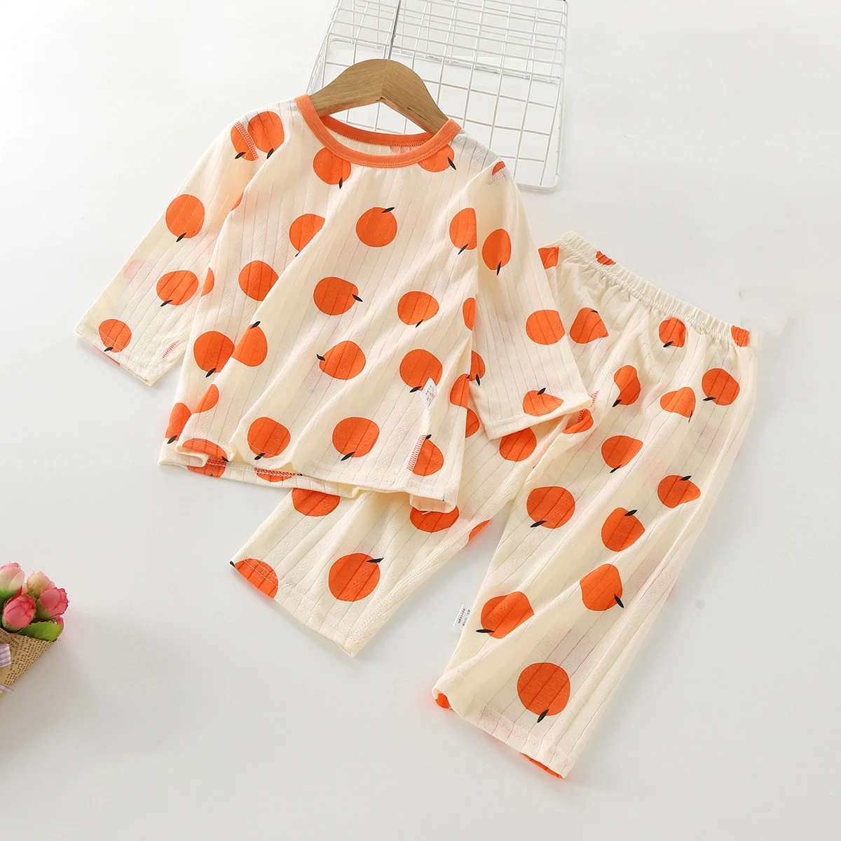 Summer Kids Pajama Set Pure Cotton Long Sleeve Cartoon Print Homewear Thin Breathable Air Conditioning Kids Clothes Girls