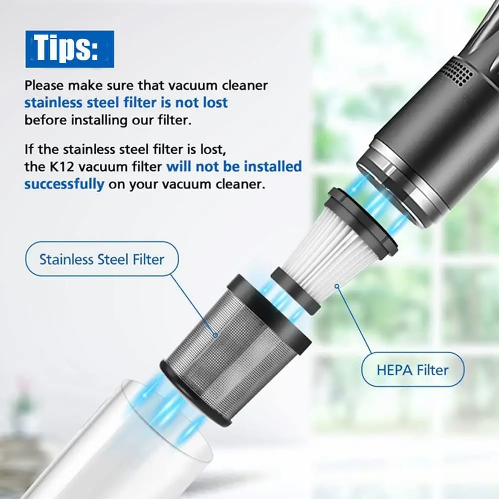 HEPA Filters Replacement Parts For Moosoo K12 K12 PRO K13 Cordless Vacuum Genius Handheld Vacuum Cleaner Accessories Filter