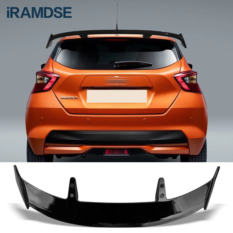 Carbon Painting Spoiler for Nissan Micra 2017 2019 Type TE Car Rear Trunk Wing ABS Material Refit Accessories