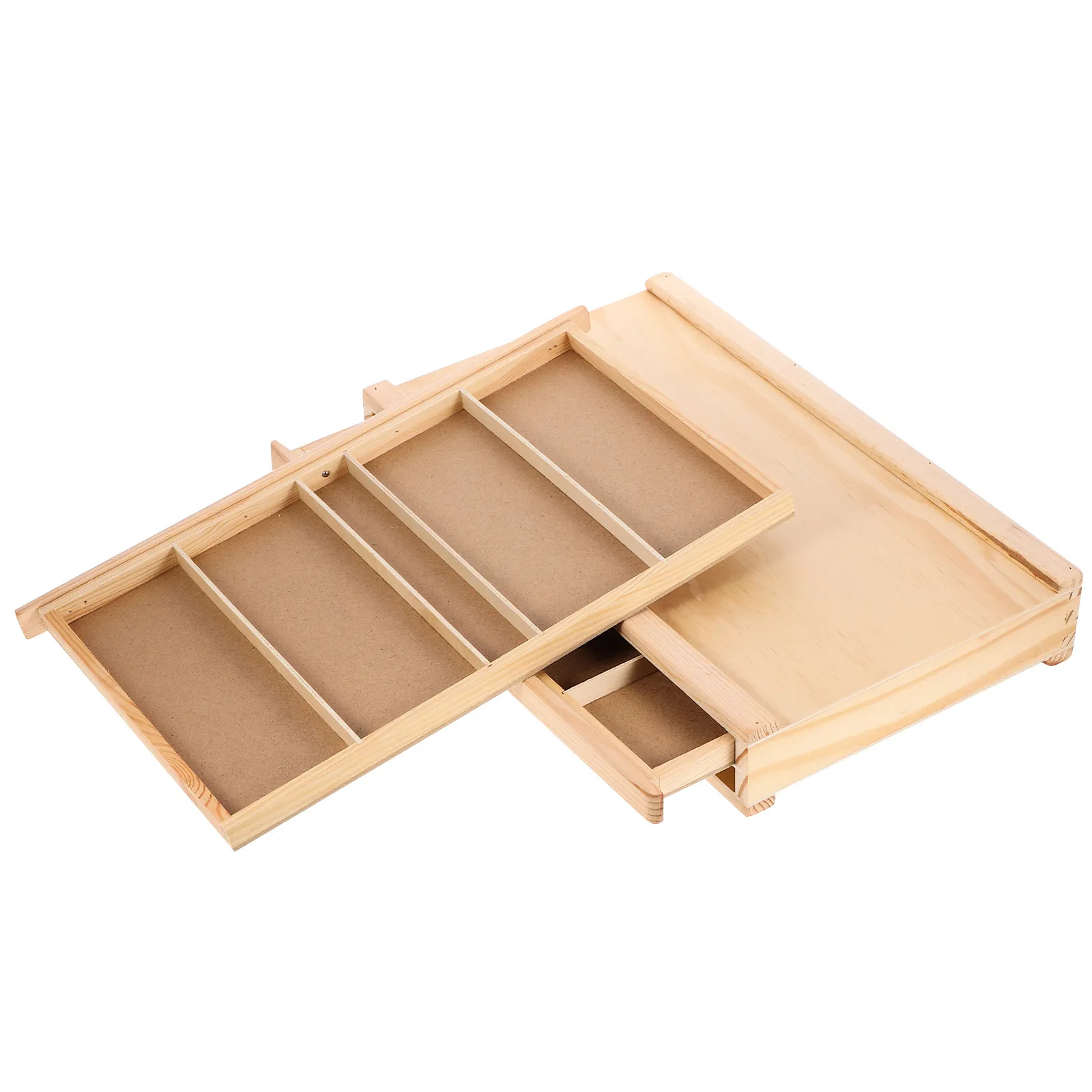 Wooden Paint Brush Organizer Multi Layer Drawer Pen Holder Desktop Storage for Artists Students Teachers