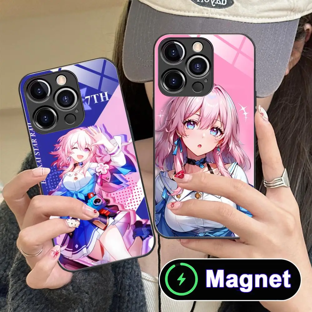 

HSR March Glass MagSafe Mobile Phone Case for iPhone 17 16 15 14 13 12 11 Air Pro Max Plus Mini Colorful Cover