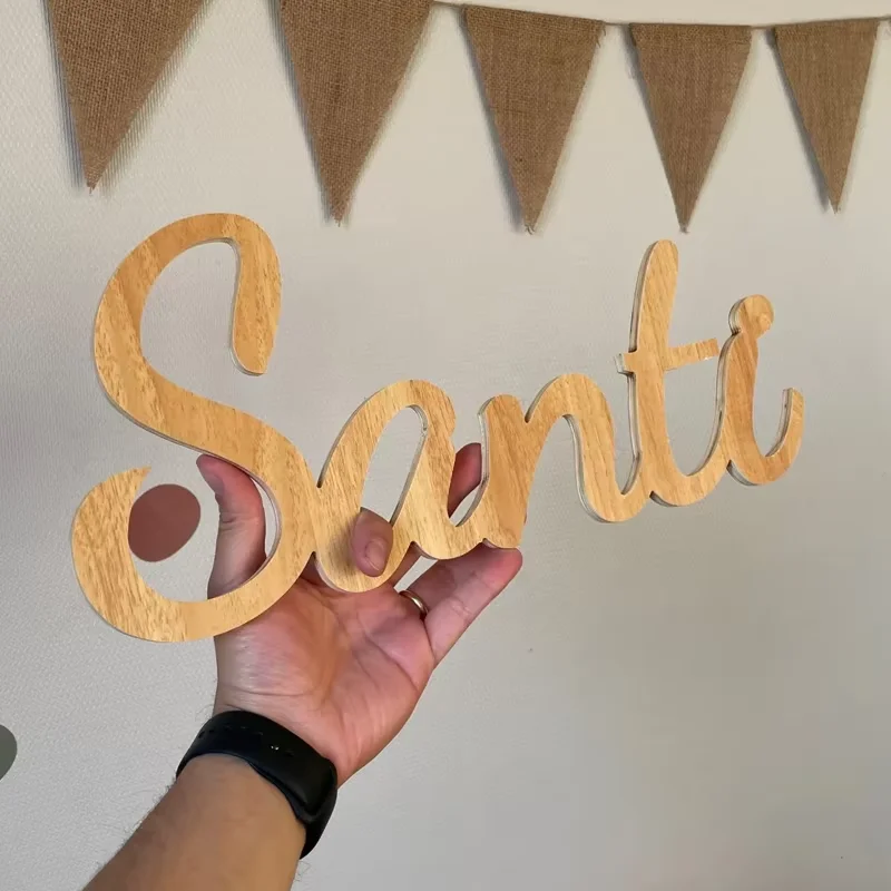 

Персонализированный деревянный знак с именем на заказ для декора стен детской комнаты, деревянные буквы, знак с именем детской комнаты