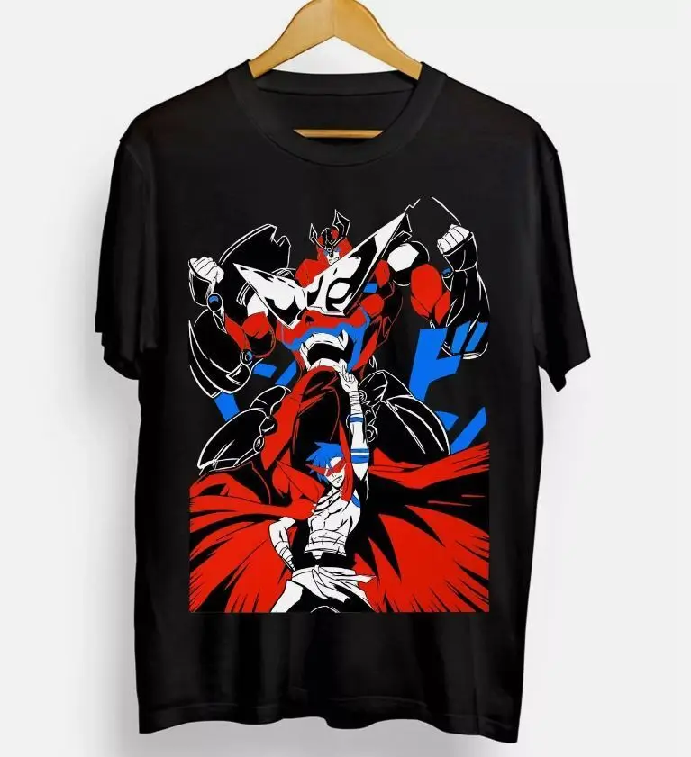 Tengen Toppa T-shirt Gurren Lagann Kamina Anime Manga Black Gifts Shirt All Size