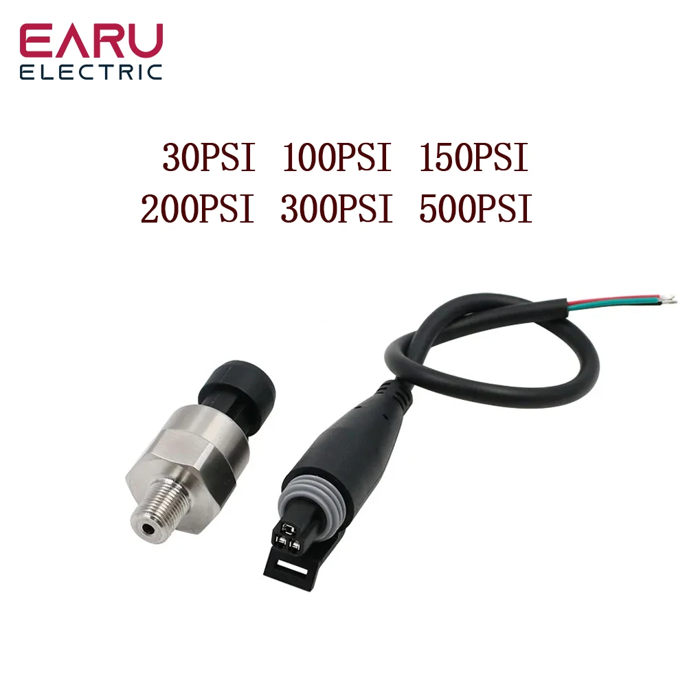 

DC 5V 1/8NPT Pressure Transducer Transmitter Sensor Stainless Steel Oil Air Water 30/100/150/200/300/500 psi