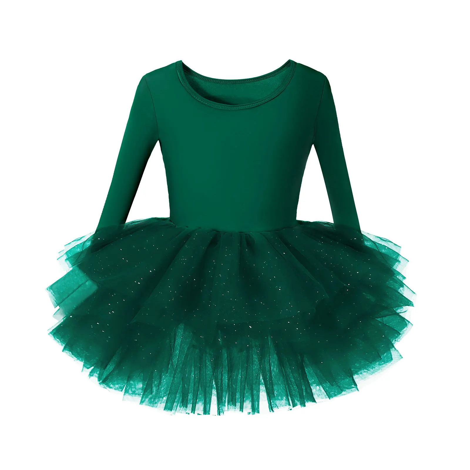 Girl Ballet Tutu Dress Fashion Kids Dancing Party Long Sleeve Vest Dress Performance Costume Princess Wedding Girl Dress L011