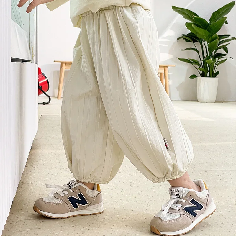 Kids Clothes Summer Cropped Ankle Pants Fashion Baby Girls Boys Trousers Child Spring Loose Pant Children\'s Clothing