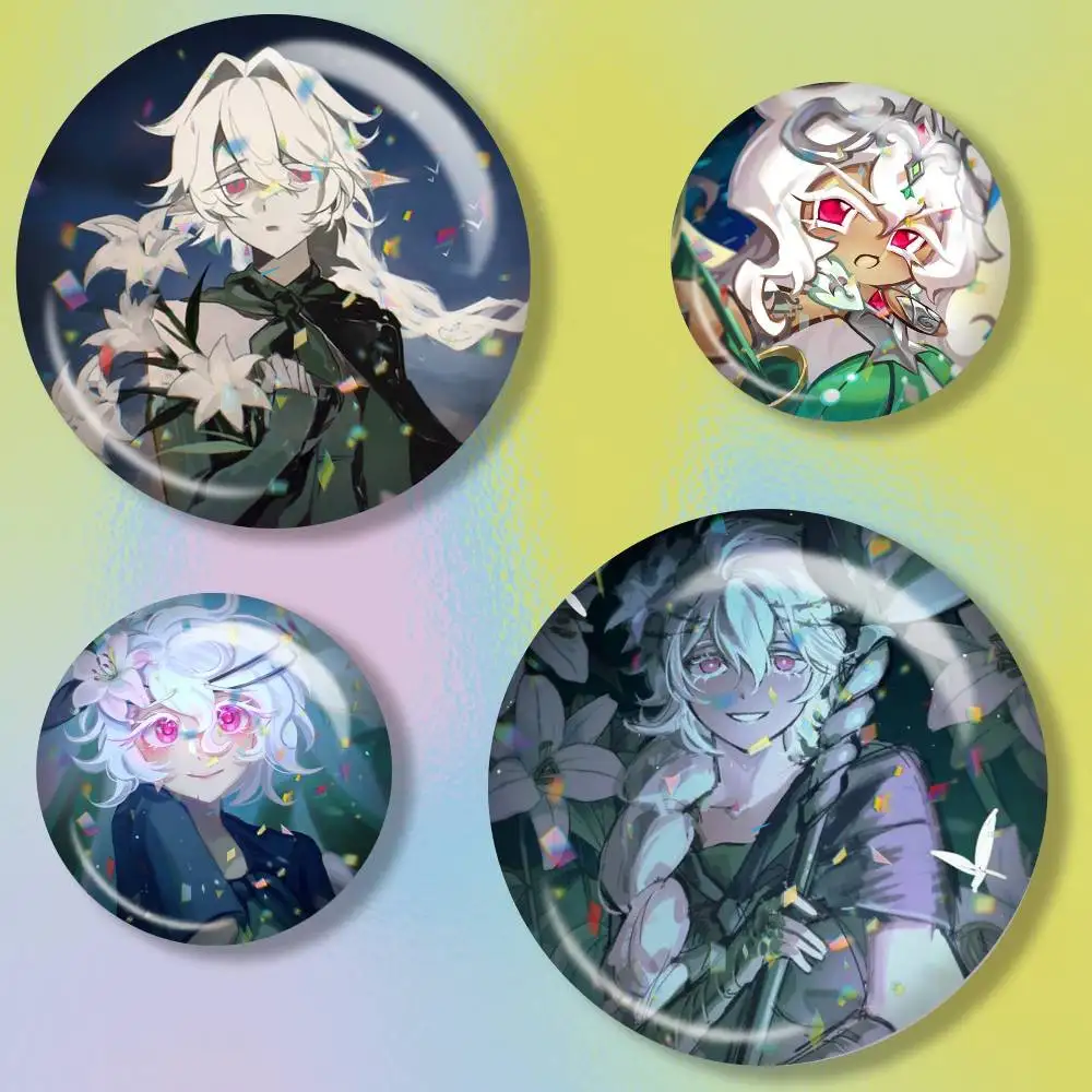 White lily C-Cookie Run Kingdom Tin badges in 25/32/44/58/75mm, brooch pins for accessories & gifts,Souvenir.