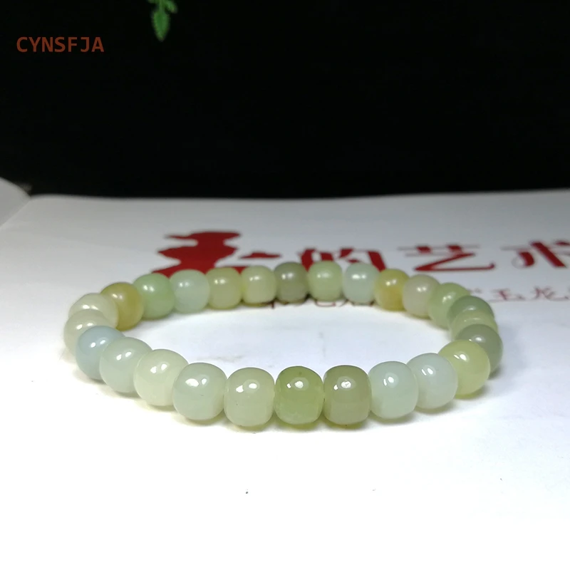 

CYNSFJA Real Certified Natural Hetian Nephrite Jade Lucky Charms Easthetic Beads Jade Bracelet Choice Quality Blessing Gift