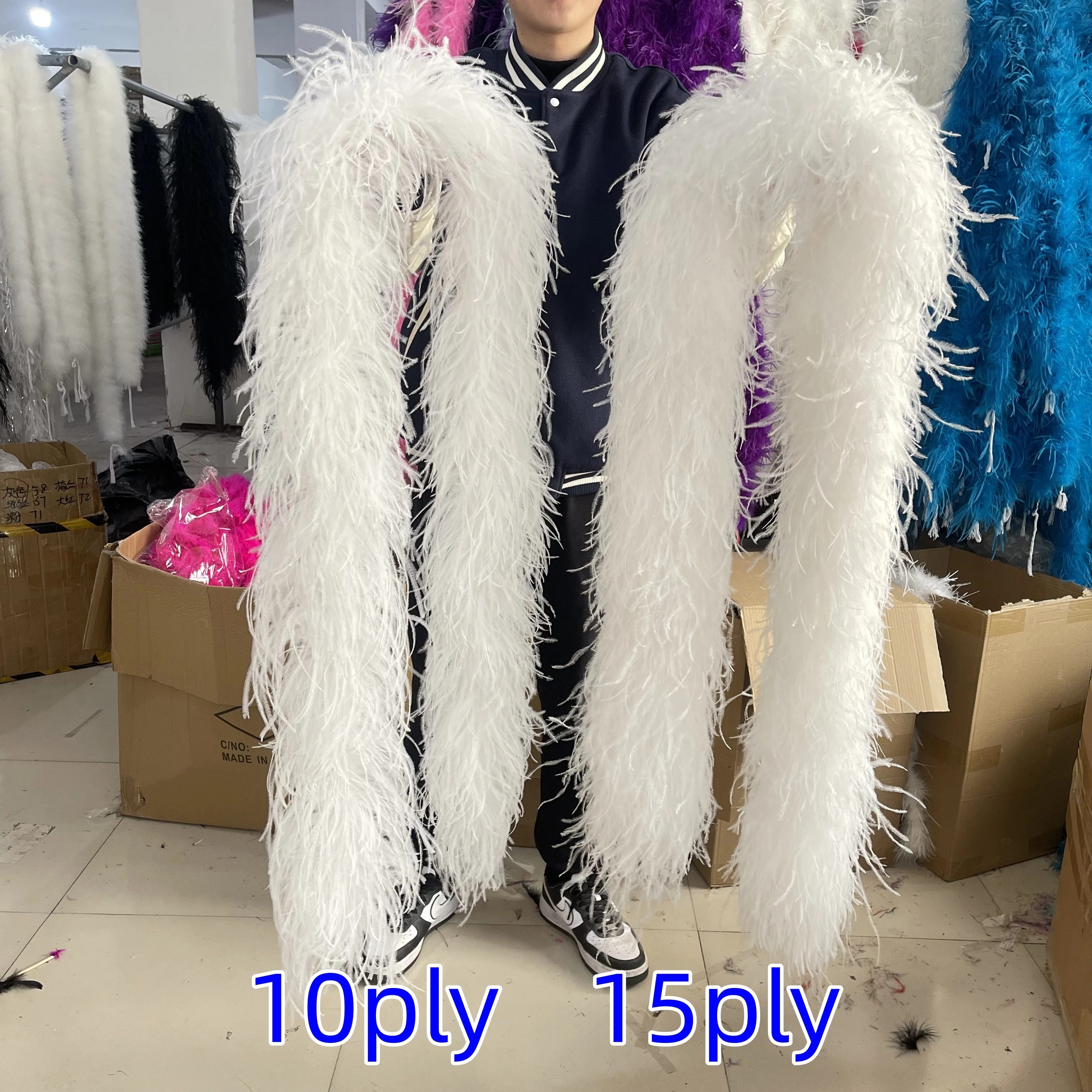 

6 to 35 Ply Fluffy Boa Natural Ostrich Feathers Scarf for Party Dress Decoration plume Ribbon Multicolor Luxury Tops Making