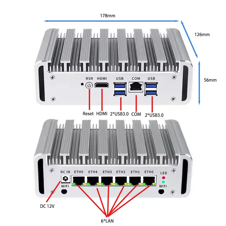 كور I7-8550U 4 كور 8 كمبيوتر صغير مع 6 LAN 64GB DDR4 ذاكرة فيديو SSD جهاز توجيه ناعم-نوع قابس المملكة المتحدة/الولايات المتحدة/الاتحاد الأوروبي/JP/AU #4