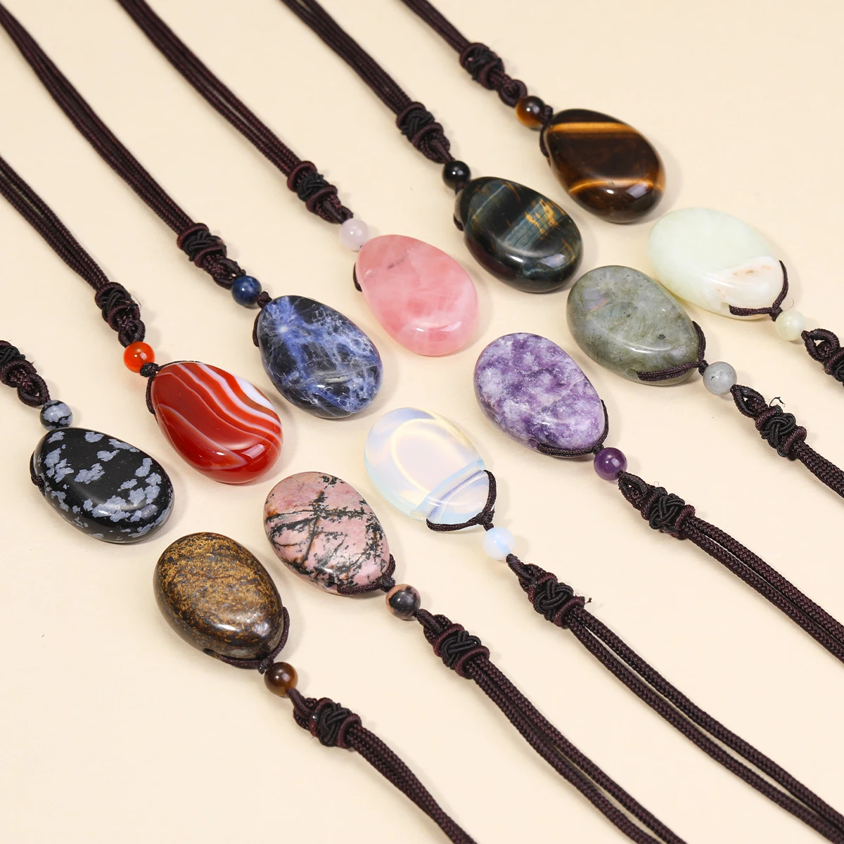 Natürliche Edelstein-Halskettenanhänger aus Amethyst, Rosenquarz und Klarquarz für Männer und Frauen, Gesundheits- und Wohlstands-Schmuck – Detail 6