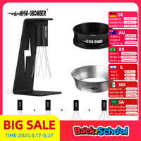 MHW-3BOMBER WDT Tool Espresso Distribution Tool with Magnetic Stand,Adjustable Range Coffee Needle Stirrer Dosing Funnel Set