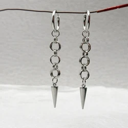 Handmade Punk Goth Alternative Chainmail Spike Hoop Earrings Stainless Steel Byzantine Style Rivet Dangle Earrings Gifts