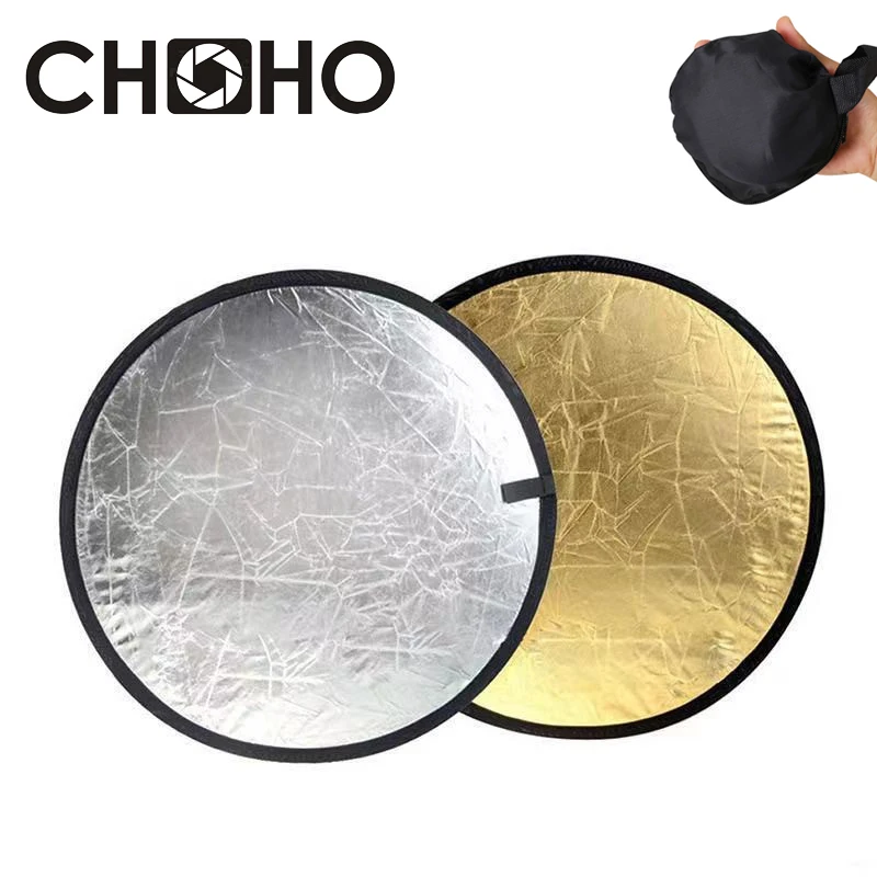 Reflector 30cm Pocket 2 In 1 Multi Disc Photography Studio Photo Oval Collapsible Light handhold portable White Silver Gold