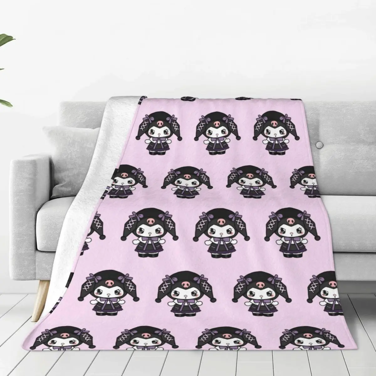 

Kuromi Lolita Sanrio Kawaii Blanket Flannel Textile Decor Multi-function Super Warm Throw Blanket for Home Couch Quilt