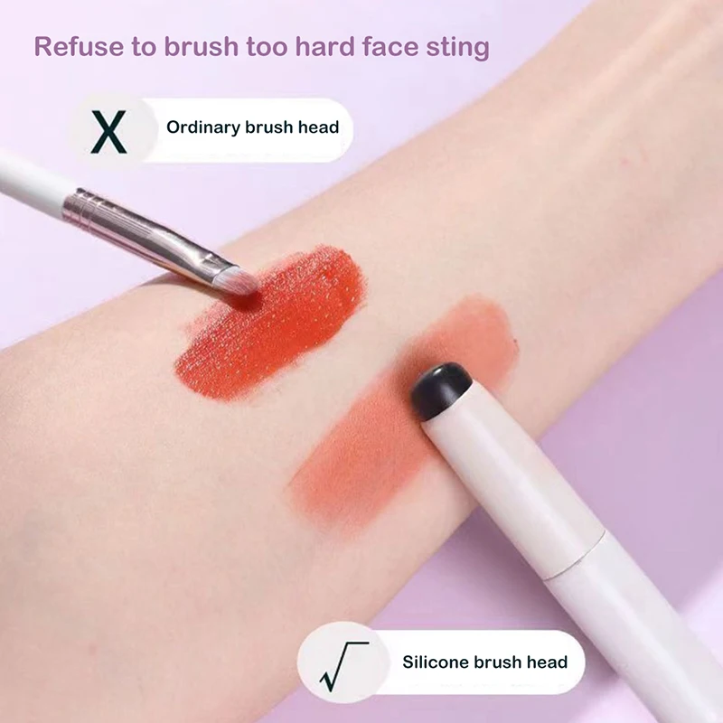 Brocha de silicona con cubierta, corrector en ángulo, bálsamo labial, brillo labial, corrector de cabeza en ángulo, brochas de maquillaje