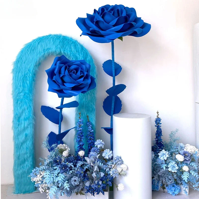 Large Blue Rose Decor Large Paper Artificial Flowers Window Display Giant Paper Rose Wedding Party Decoration T Stage Home Decor image 5
