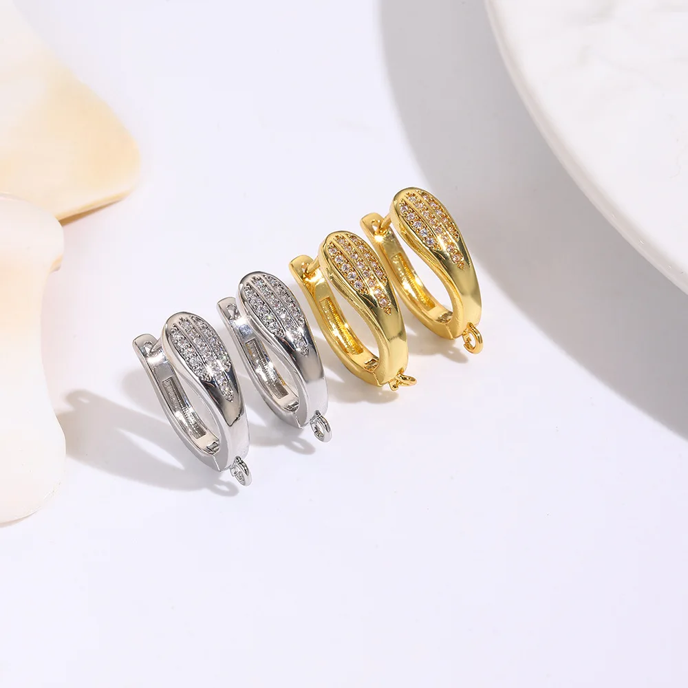 4Pair of simple copper oval ear hook ear buckle women's U-shaped earrings earrings accessories DIY jewelry production materials
