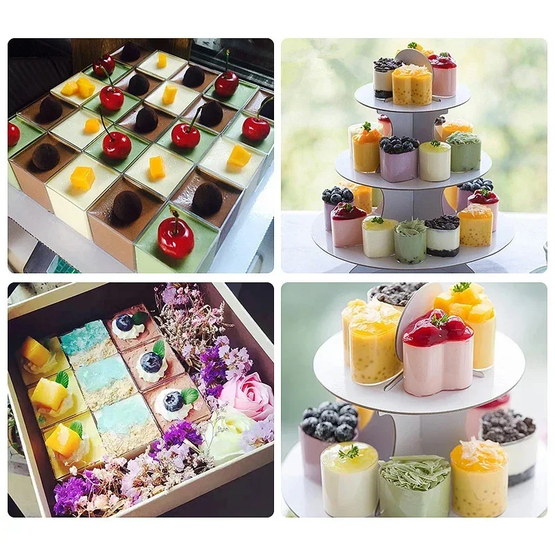 Mini Container Reusable Yogurt Mousses Supplies Plastic Wedding Party 10pcs Cups Square Dessert