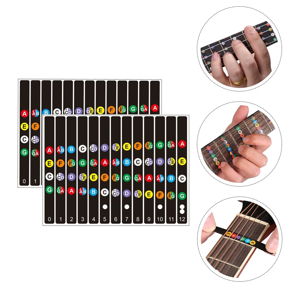 2 مجموعة ملصقات مقياس الغيتار 2 مجموعات دليل لوحة الأصابع العملي للمبتدئين أداة التعلم التمهيدي تعليم الموسيقى #1