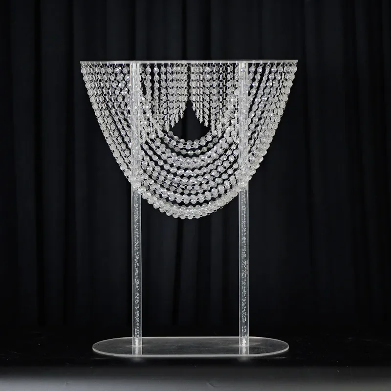 Acrylic Crystal Flower Stand Wedding Table Centerpiece Decoration Clear Geometric Vase Holder for Home Window Display Props