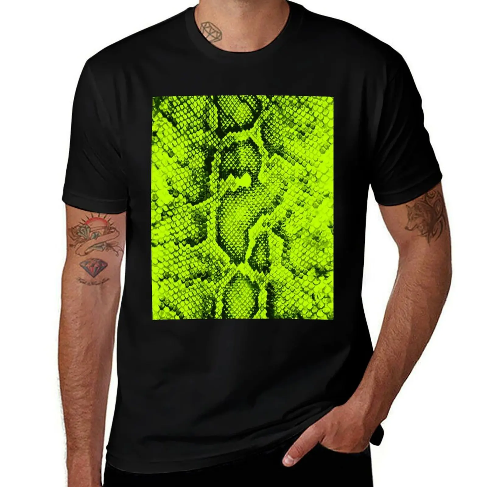 

Lime Snakeskin T-Shirt t shirt for man 100 percent cotton anime tshirt