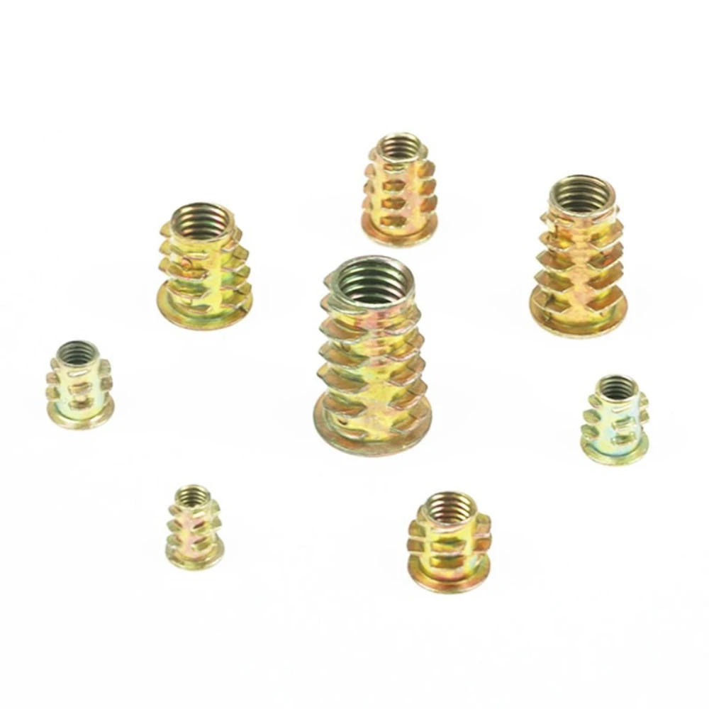 140PCS Trapezoidal Nuts with T-shaped Inner Outer Teeth M4 M8 Zinc Alloy T-shaped Embedded Nuts Specially Embedded for Furniture