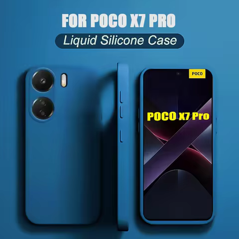 Liquid Silicone Case For Poco X7 Pro X6 X5 X4 GT X3 NFC Funda For Poco F6 Pro F5 F4 F3 M6 M5S M4 C40 Anti-Fall Soft Phone Cover