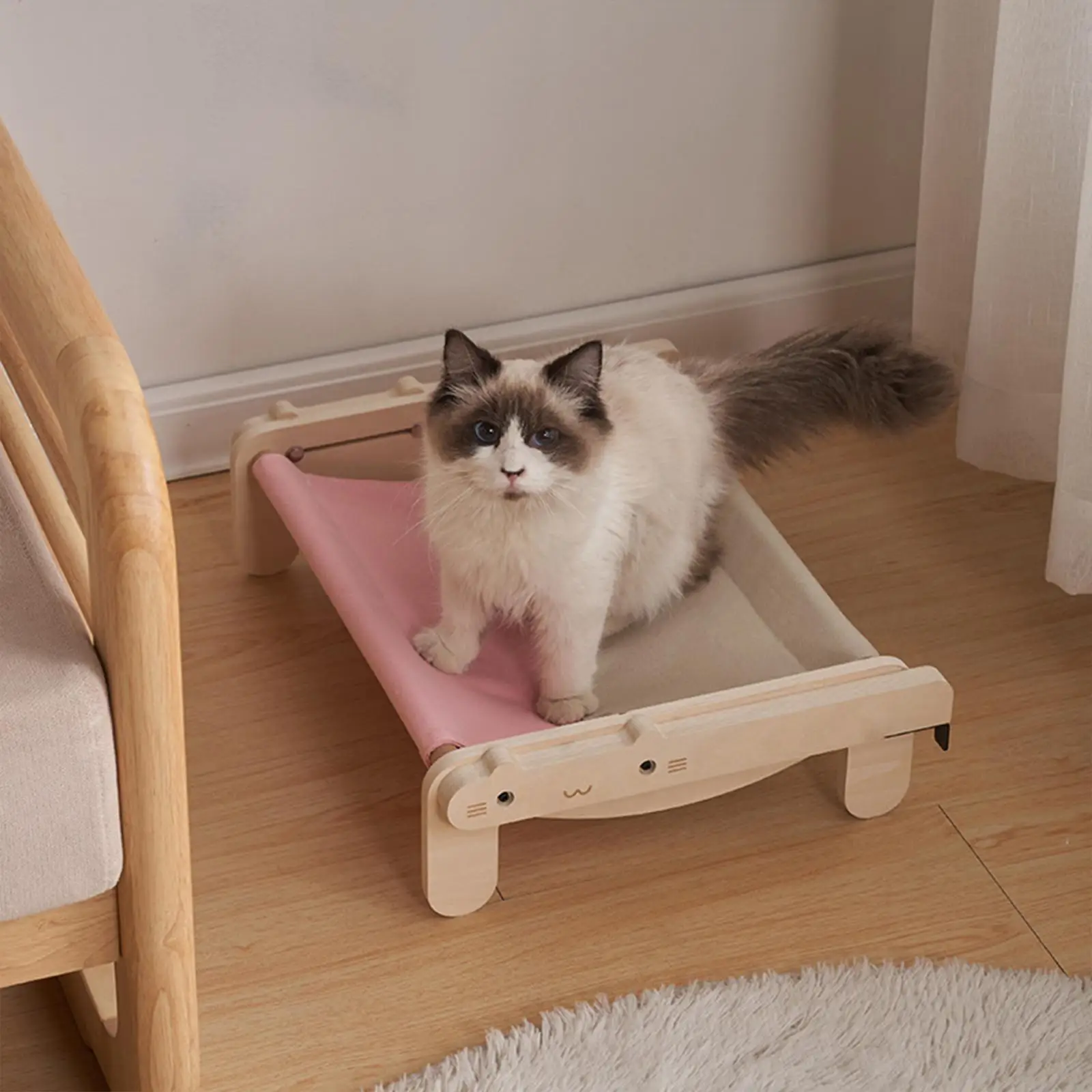 hamac-suspendu-pour-chat-avec-cadre-en-bois-robuste-pour-chats-d'interieur