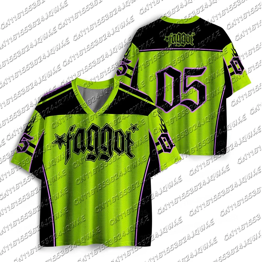 Y2K Hot Girl Cool And Stunning Faggot Stars Pride Sport Jersey Women's Street Fashion Hip-Hop Concert Short Sleeved T-Shirt