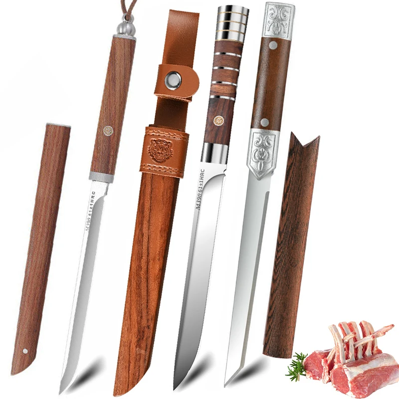 Juego de cuchillos de cocina de 1/2/3 piezas, cuchillo recto de alta gama de acero M39, cuchillo profesional para cortar carne, cuchillo para sushi y frutas.
