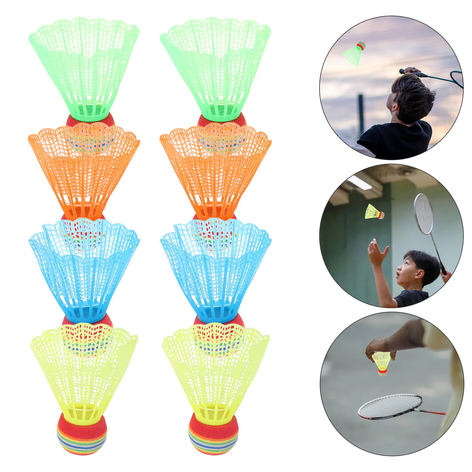 

12Pcs Colorful Badminton Balls Plastic Shuttlecock Training Aid for Beginners Lightweight Portable Windproof Flight Stability