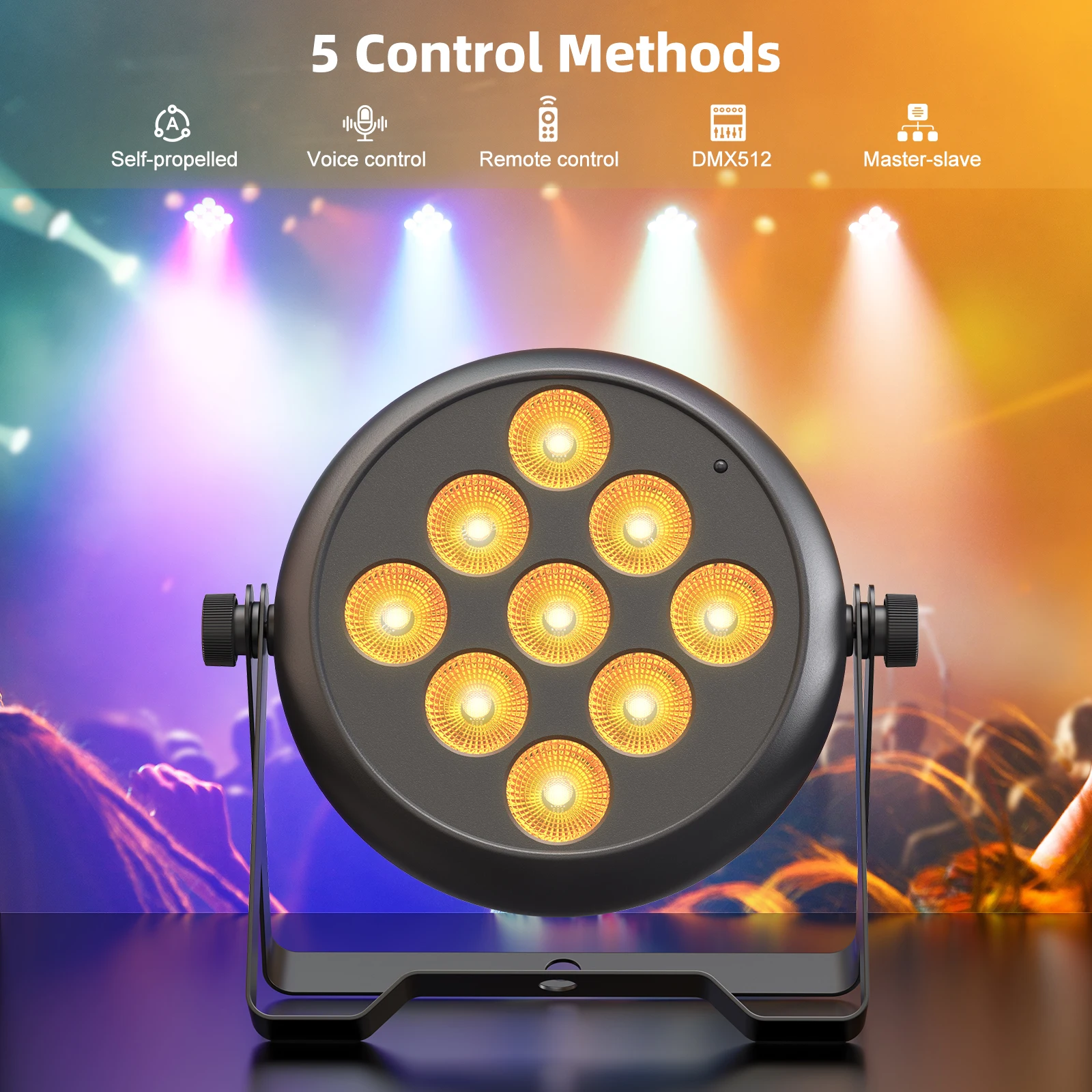 U`King 8Pcs 40W LED Par Lights With Remote Control 9x4W RGBW LED Stage Lights DMX DJ Light For Wedding Party Concert Church