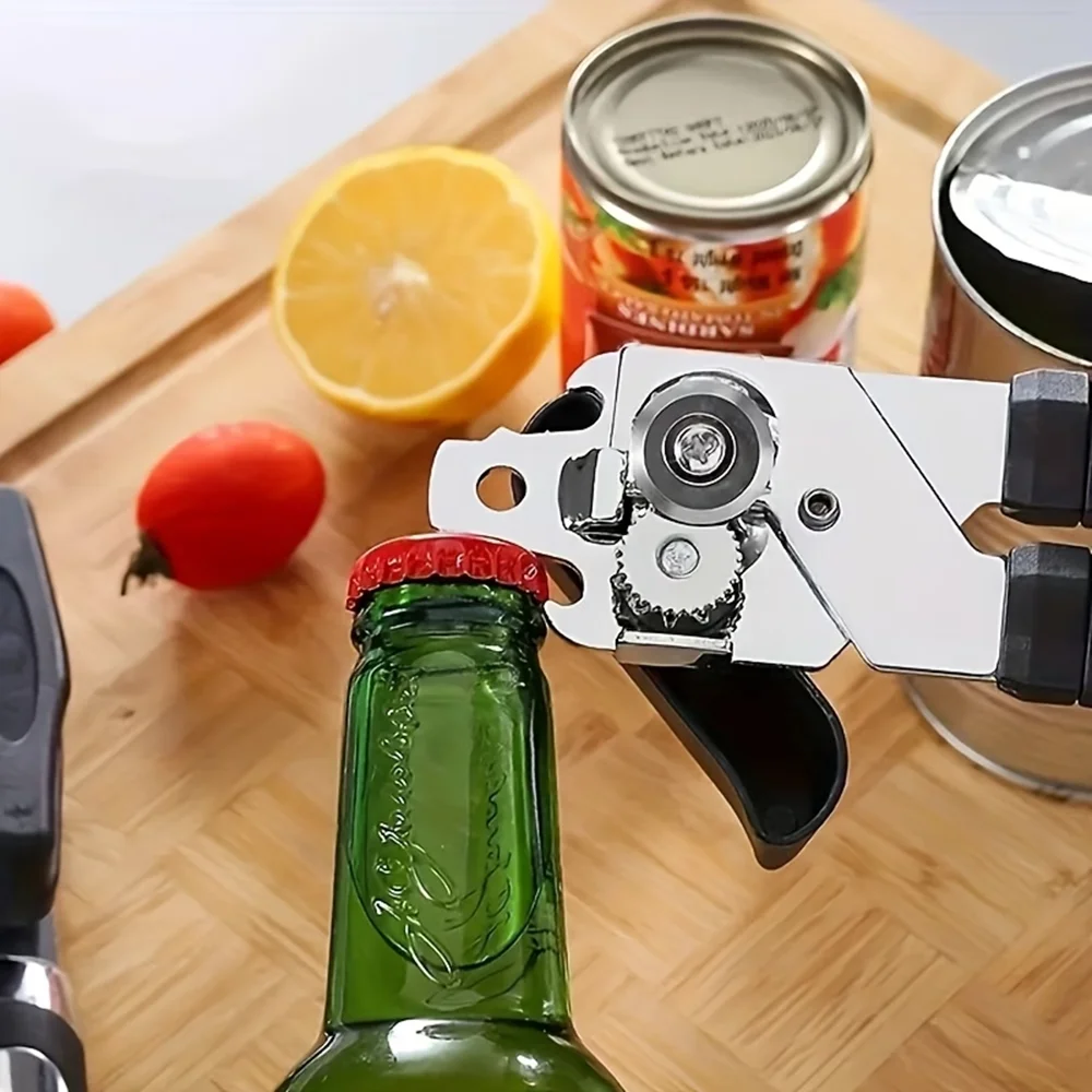 Powerful Manual Can Opener And Bottle Opener, Heavy-Duty Non-Slip Smooth Edge Design, Easy to Grip And Effortless Twist-Off Tool