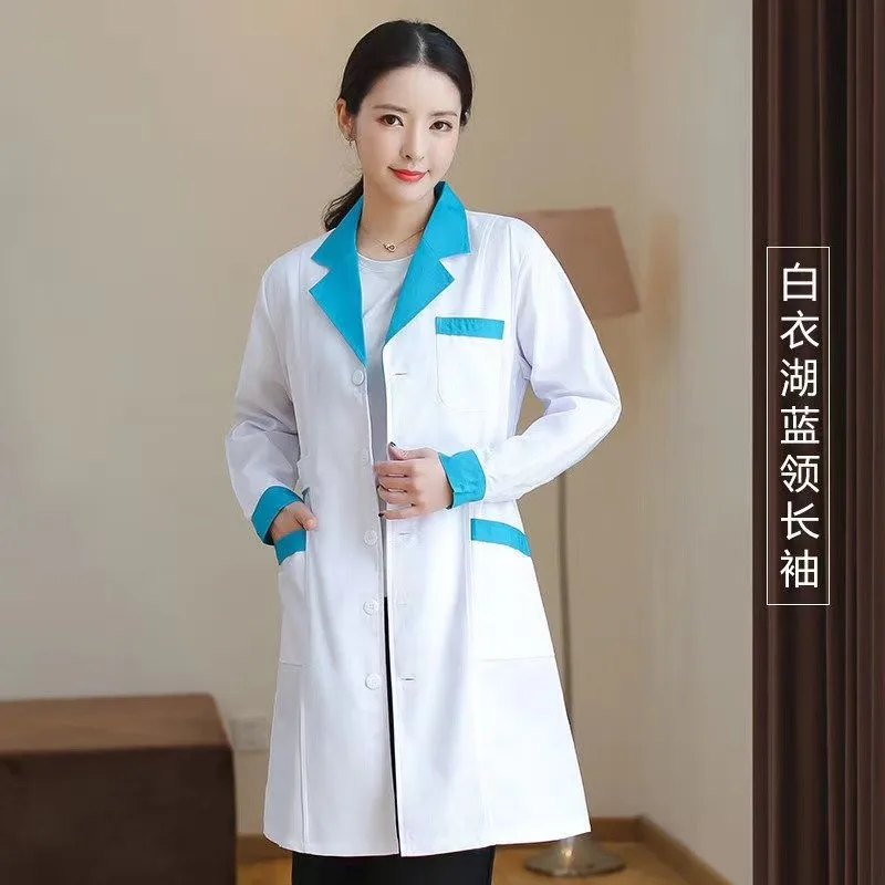Vêtements de pharmacie blancs unisexes, manteau de laboratoire féminin, manches longues, infirmière, vêtements de travail d\'été, spa, salon de