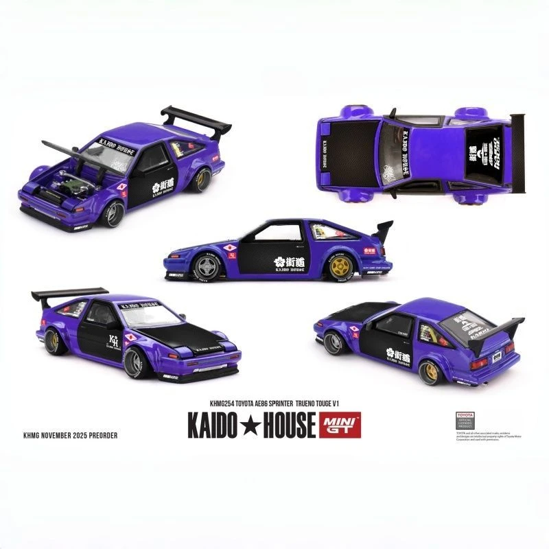 Kaido House + MINIGT 1:64 Toyota AE86 Sprinter Trueno TOUGE V1 Alloy Die Cast Car Model Collection