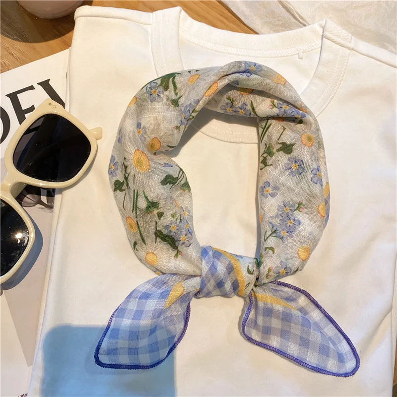 

Recommended! Super Nice Floral Square Scarf Vintage Pure Cotton Scarf Scarf Scarf Decorative Hair Band Travel Vacation Girl