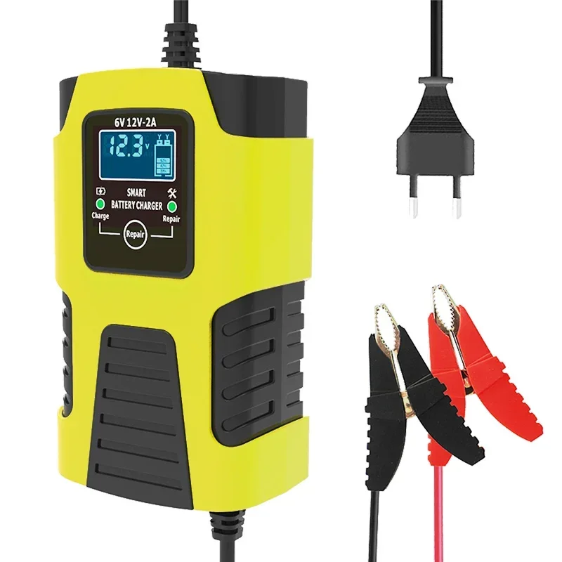 

New Automatic 2A 6V 12V Car Battery Charger Lead-Acid GEL AGM Wet Calcium Deep Cycle VRLA Pulse Repair with LCD Display