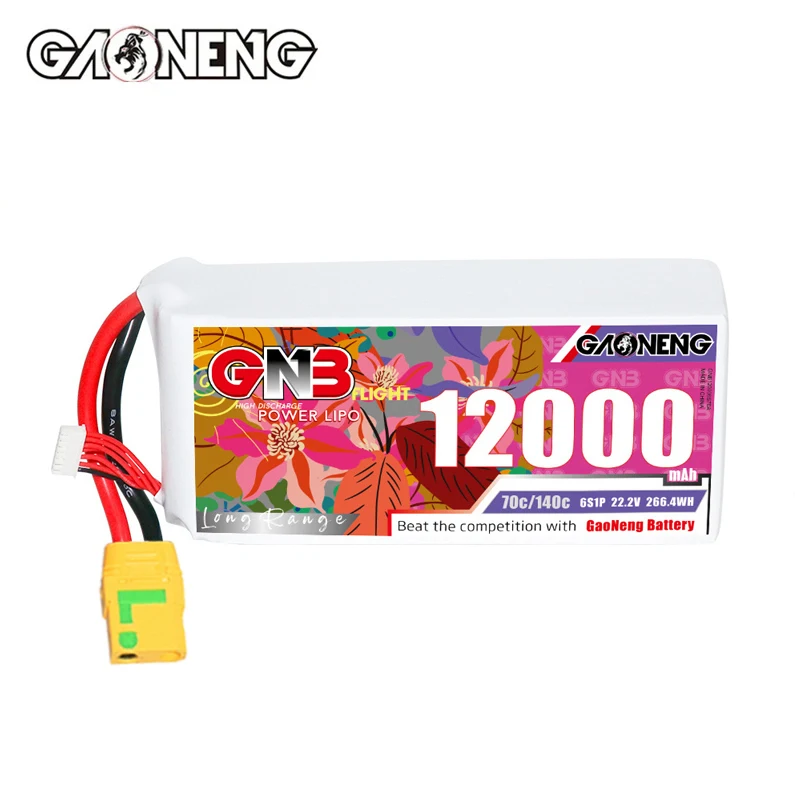 GNB 6S 12000mAh 22.2V 70C/140C Rechargeable Lipo Battery for RC UAV Quadcopter Aircraft Helicopter Agricultural Drone