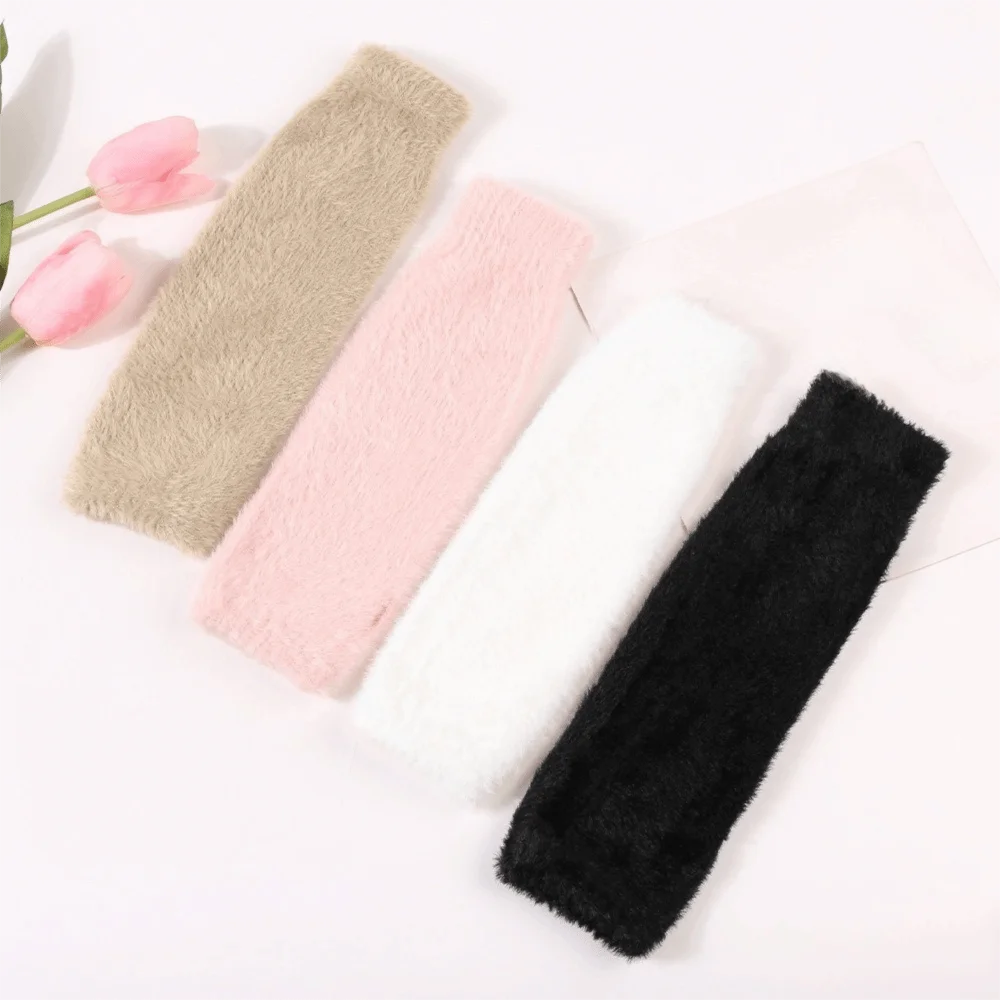 Hand Covers Korean Style Knitted Warm Sleeves Solid Color Hole Long Fingerless Sleeves Elastic Sweet Warm Arm Covers Spring