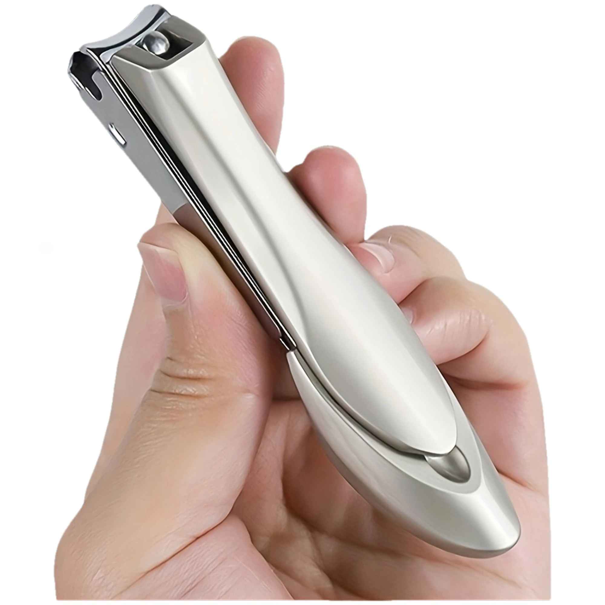 Steel Nail Clipper with Biomimetic Design - Splash-Proof, Hypoallergenic Fingernail Trimmer for Precise Manicure & Pedicure