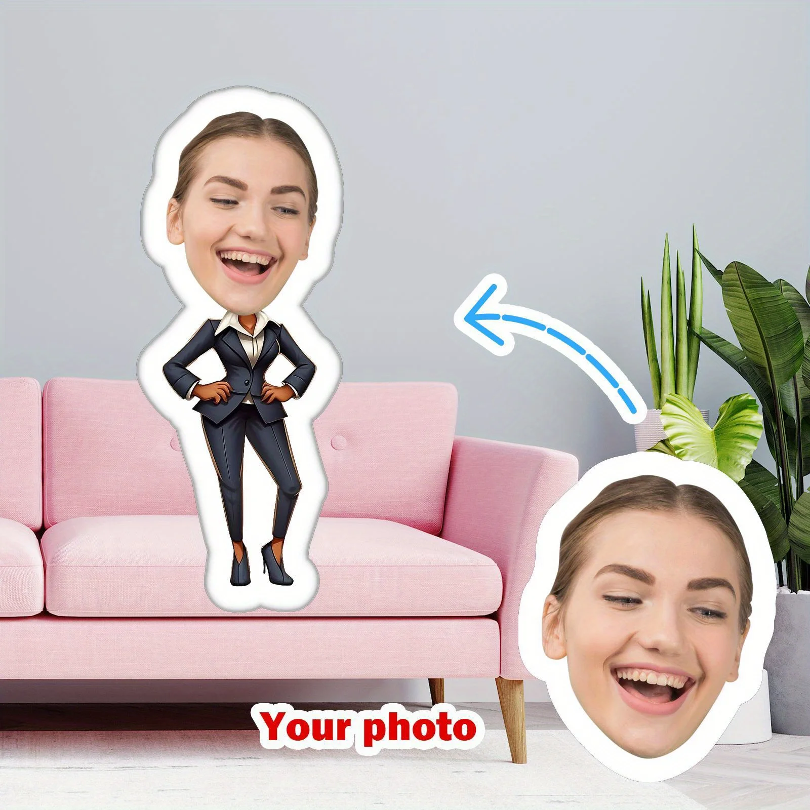 Cushion, Premium 3D Cartoon HD Print Modern Office Image Cushion, Plush Stuffed Animal That Embodies Professional Charm, Suitabl