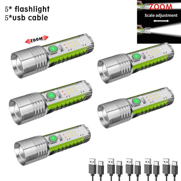 Weißer Laser mit großer Reichweite, starkes Licht, XPG-Fokussierungstaschenlampe, Typ-C-Aufladung mit starkem magnetischem Stiftclip, fluoreszierend k
